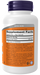 NOW Foods Taurine 500mg, 100 veg capsules, right side of bottle showing supplement facts