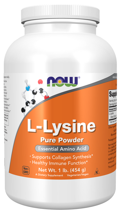 NOW Foods L-Lysine Powder, 1 lb, front of container