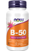 NOW Foods Vitamin B-50, 100 Tablets, front of bottle