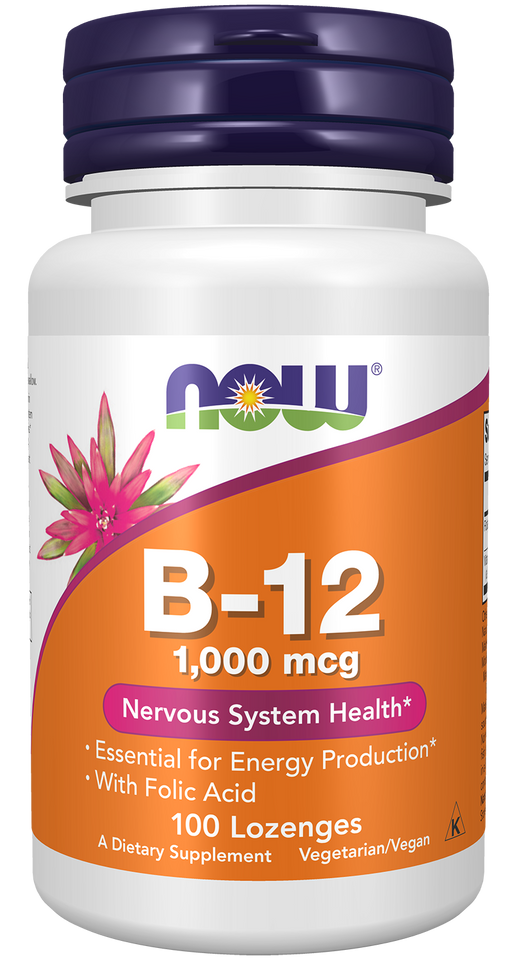 NOW Foods Vitamin B-12 1000 mcg, 100 Lozenges, front of bottle