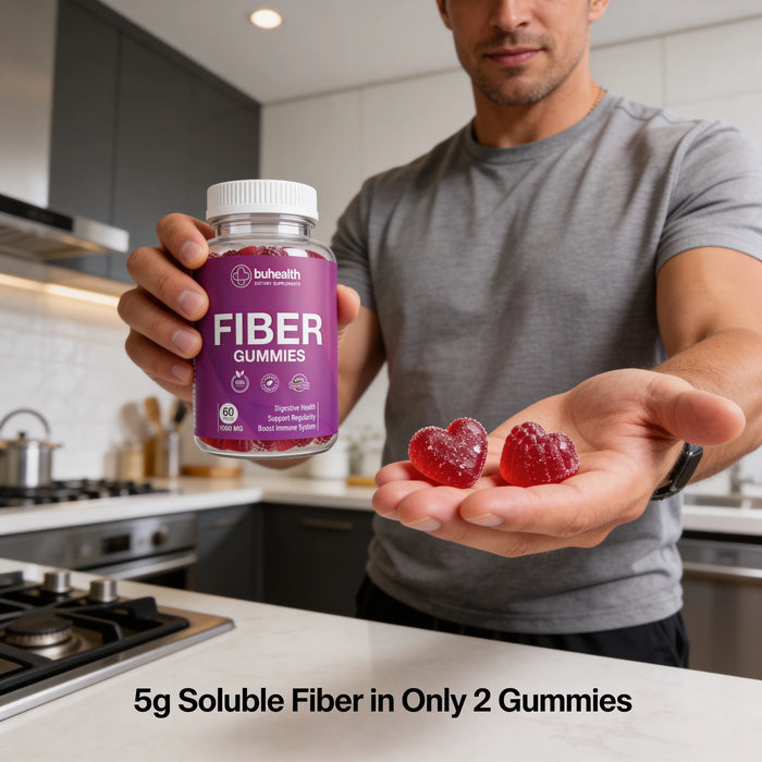 BuHealth Fiber Gummies 1000 mg – 60 Vegan Gummies - Gluten Free, Natural Berry Flavor