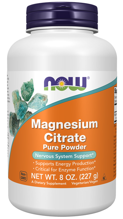 NOW Foods Magnesium Citrate Pure Powder, 8 oz, front of container
