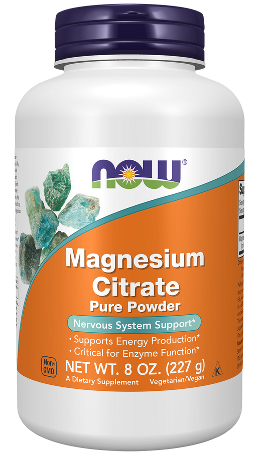 NOW Foods Magnesium Citrate Pure Powder, 8 oz, front of container