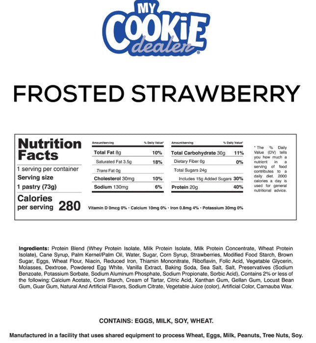 My Cookie Dealer Protein Toaster Pastry Strawberry nutrition facts, ingredients, and directions