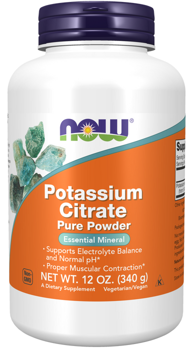 NOW Foods Potassium Citrate Powder, 12 oz, front of bottle