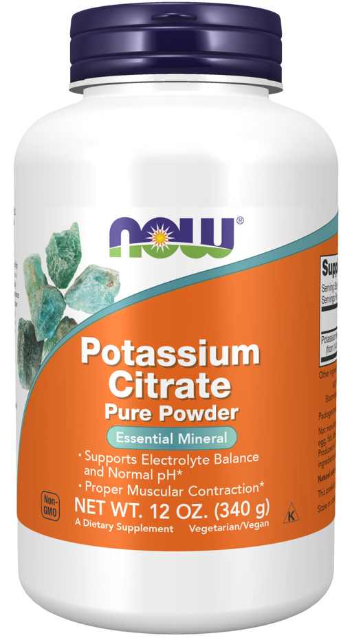 NOW Foods Potassium Citrate Powder, 12 oz, front of bottle
