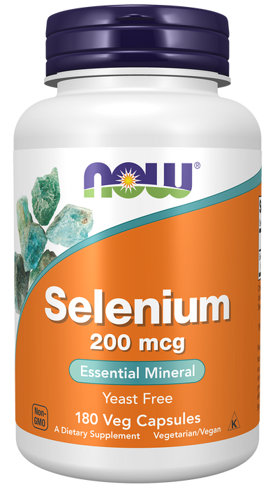 NOW Foods Selenium 200mcg, 180 veg capsules, front of bottle