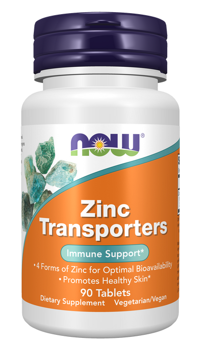 NOW Foods Zinc Transporters, 90 Tablets, front of bottle