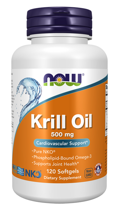 NOW Foods Krill Oil, 120 Softgels, front of bottle