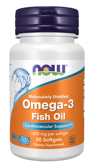 NOW Foods Omega-3, 30 softgels, front of bottle
