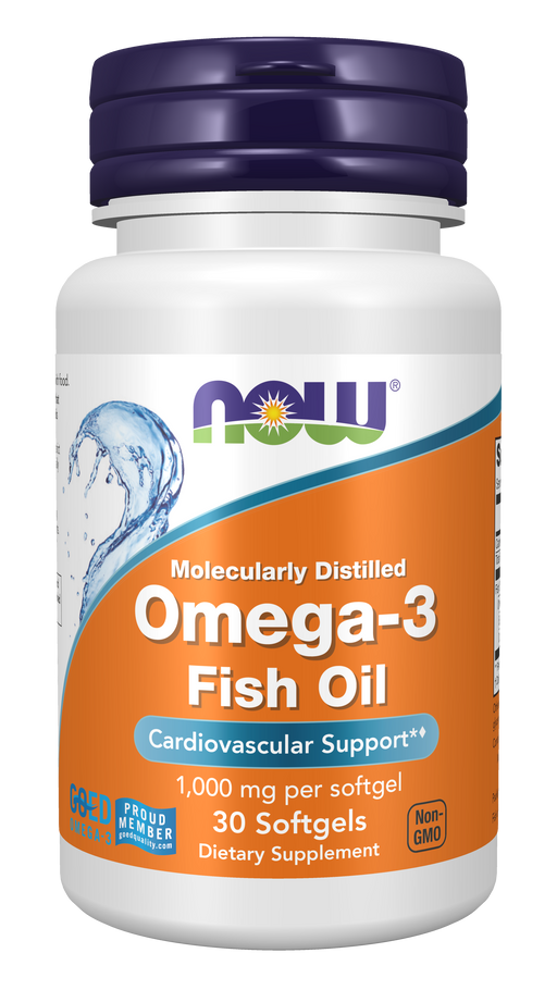 NOW Foods Omega-3, 30 softgels, front of bottle
