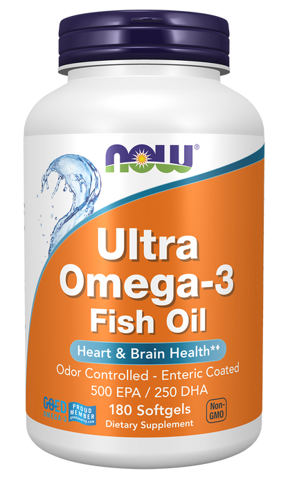 NOW Foods Ultra Omega-3, 180 softgels, front of bottle