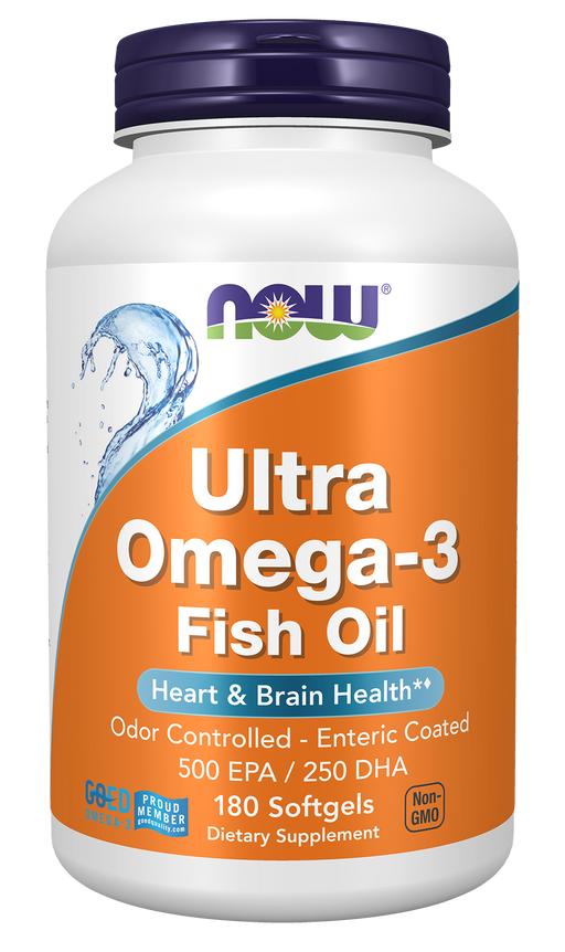 NOW Foods Ultra Omega-3, 180 softgels, front of bottle