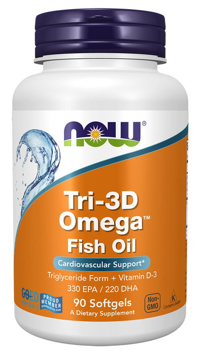 NOW Foods Tri-3D Omega, 90 softgels, front of bottle