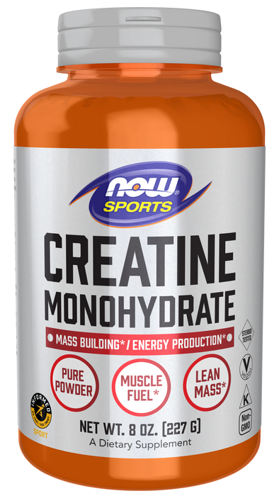 NOW Foods Creatine Monohydrate Powder, 8 oz, front of container
