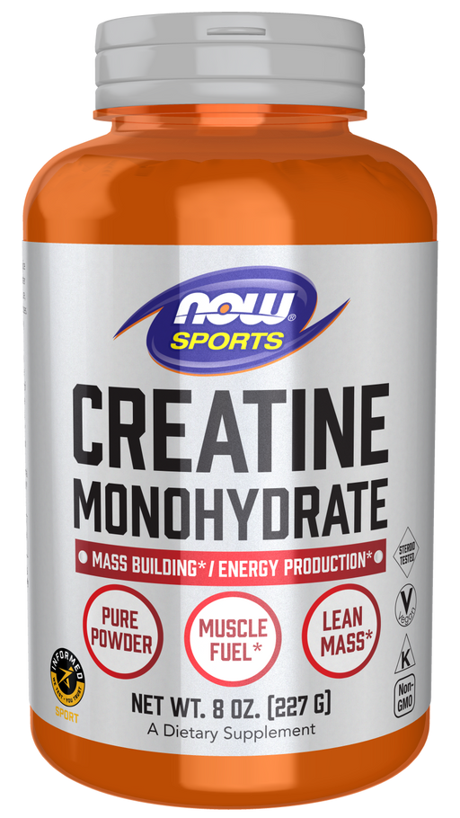 NOW Foods Creatine Monohydrate Powder, 8 oz, front of container