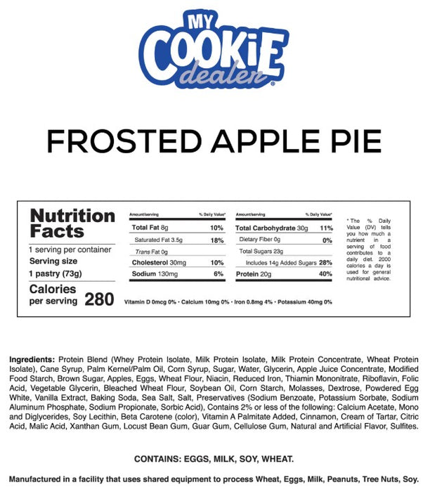 My Cookie Dealer Protein Toaster Pastry Apple Pie nutrition facts, ingredients, and directions