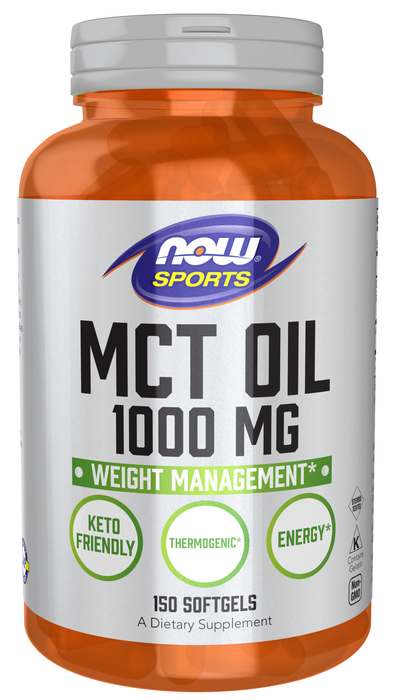 NOW Foods MCT Oil 1000 mg Softgels, 150 softgels, front of bottle