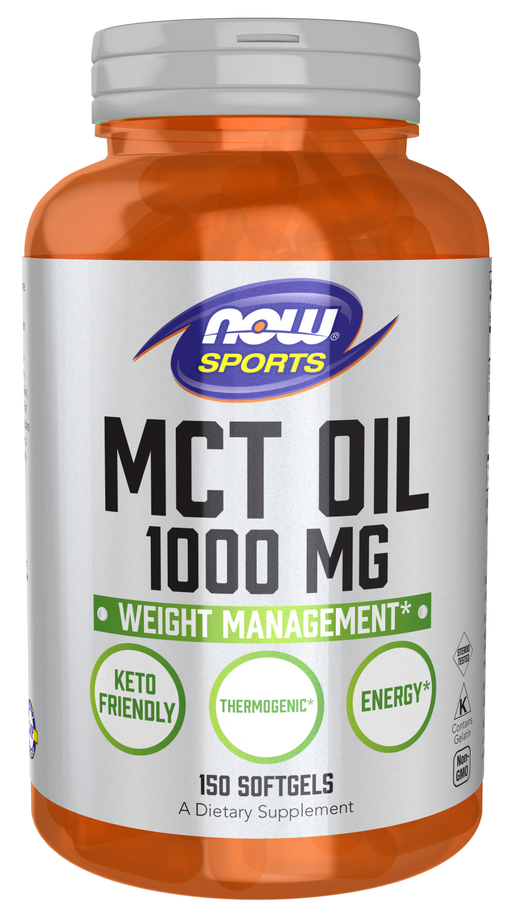 NOW Foods MCT Oil 1000 mg Softgels, 150 softgels, front of bottle