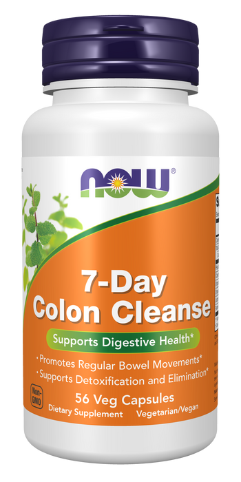 NOW Foods 7-Day Colon Cleanse, 56 Veg Capsules, front of bottle