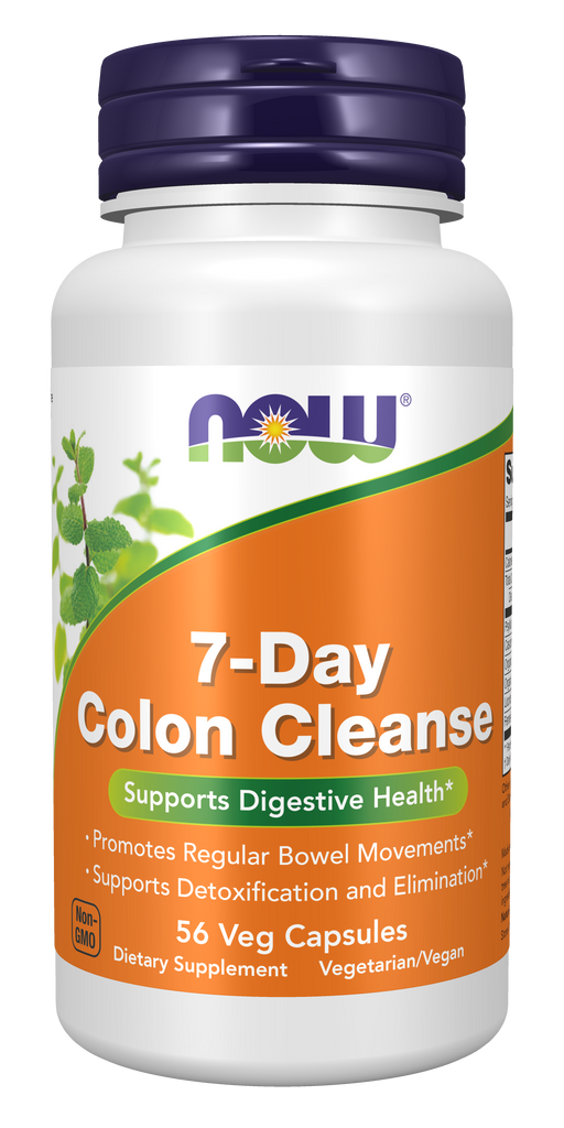 NOW Foods 7-Day Colon Cleanse, 56 Veg Capsules, front of bottle