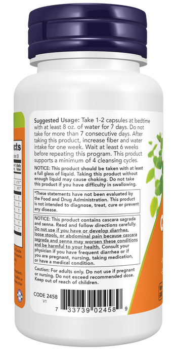 NOW Foods 7-Day Colon Cleanse, 56 Veg Capsules, left side panel