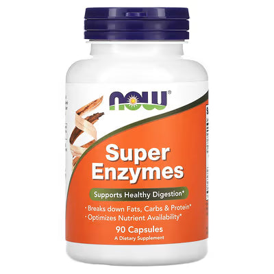 NOW Foods Super Enzymes digestive support supplement bottle 90 Capsules