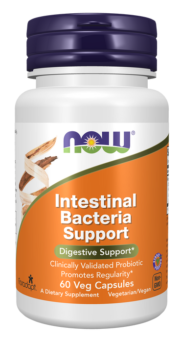 NOW Foods Intestinal Bacteria Support, 60 Veg Capsules, front of bottle