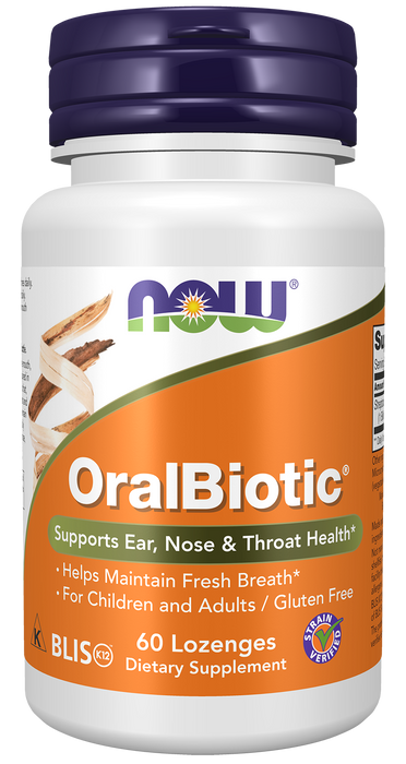 NOW Foods OralBiotic Lozenges, 60 lozenges, front of bottle
