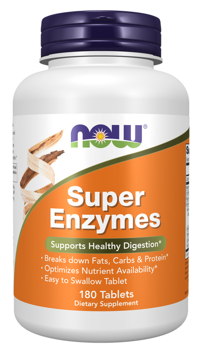 NOW Foods Super Enzymes, 180 tablets, front of bottle