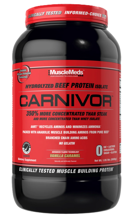 MuscleMeds Carnivor Vanilla Caramel 28 Servings | 100% Beef Protein Isolate for Recovery & Lean Gains | Tigerfitness.com