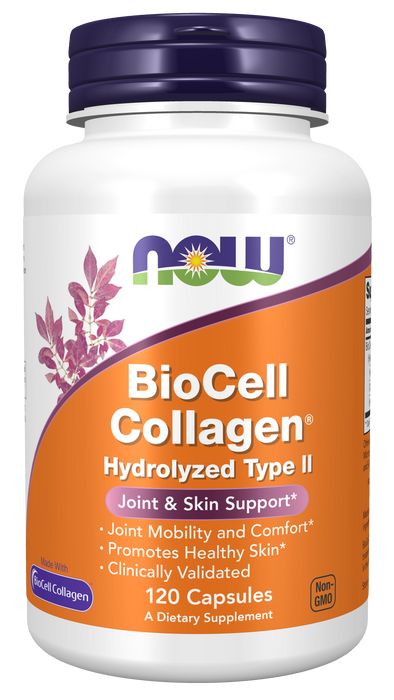 NOW Foods BioCell Collagen, 120 Veg Capsules, front of bottle