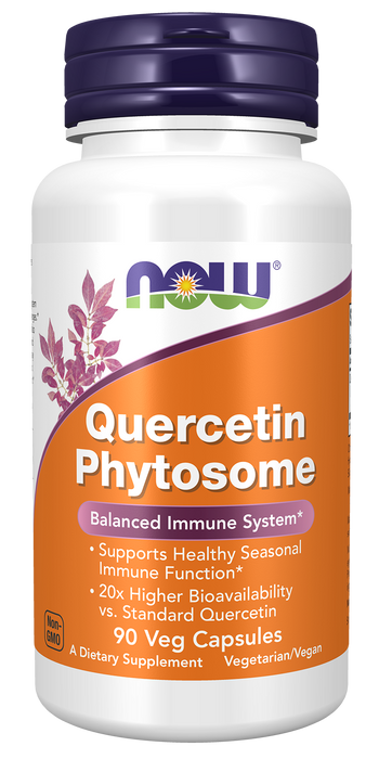 NOW Foods Quercetin Phytosome 250mg, 90 veg capsules, front of bottle