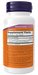 NOW Foods Quercetin Phytosome 250mg, 90 veg capsules, right side of bottle showing supplement facts