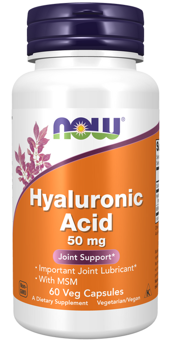 NOW Foods Hyaluronic Acid with MSM, 60 Veg Capsules, front of bottle