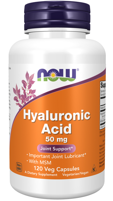 NOW Foods Hyaluronic Acid with MSM, 120 Veg Capsules, front of bottle