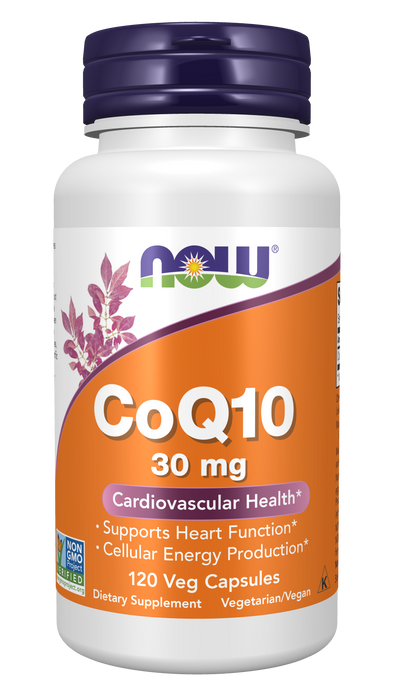 NOW Foods CoQ10 30 mg, 120 Veg Capsules, front of bottle
