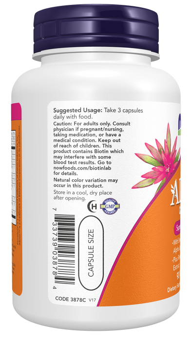 NOW Foods ADAM Men's Multiple Vitamin, 90 Veg Capsules, left side panel