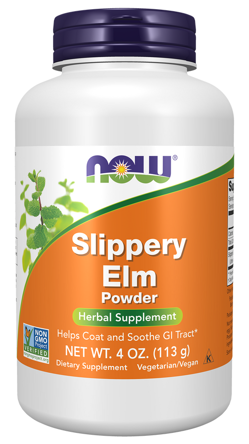 NOW Foods Slippery Elm Powder, 4 oz, front of bottle