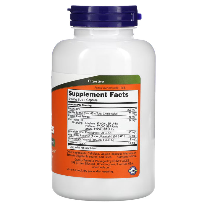 NOW Foods Super Enzymes supplement facts and ingredient label
