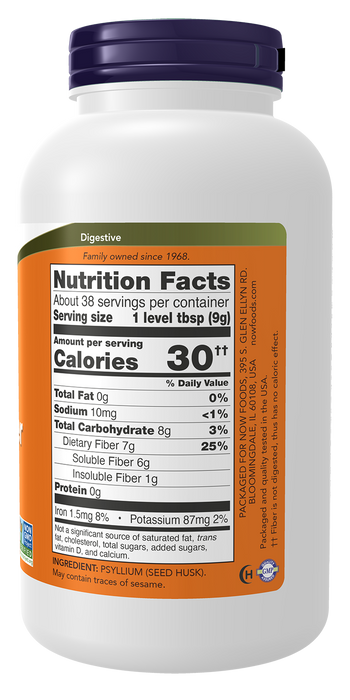NOW Foods Psyllium Husk Powder, 12 oz, right side of bottle