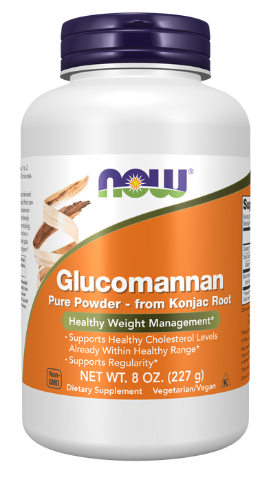 NOW Foods Glucomannan Pure Powder, 8 oz, front of container
