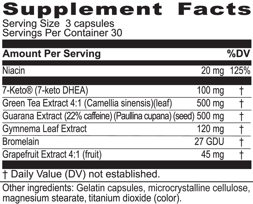 Beverly 7-Keto MuscLean supplement facts panel