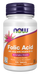 NOW Foods Folic Acid 800 mcg with Vitamin B-12, 100 tablets, front of bottle