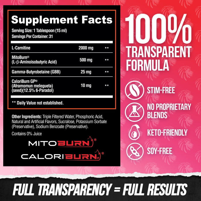 Alpha Lion Superhuman® Burn 2.0 Liquid – Supplement Facts 