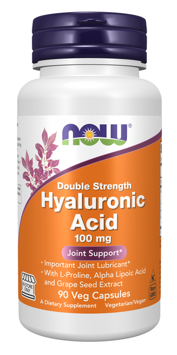 NOW Foods Hyaluronic Acid Double Strength, 90 Veg Capsules, front of bottle