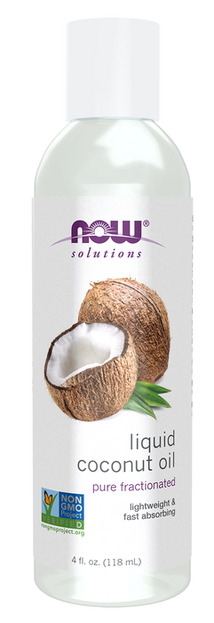 NOW Foods Liquid Coconut Oil, 4 oz, front of bottle