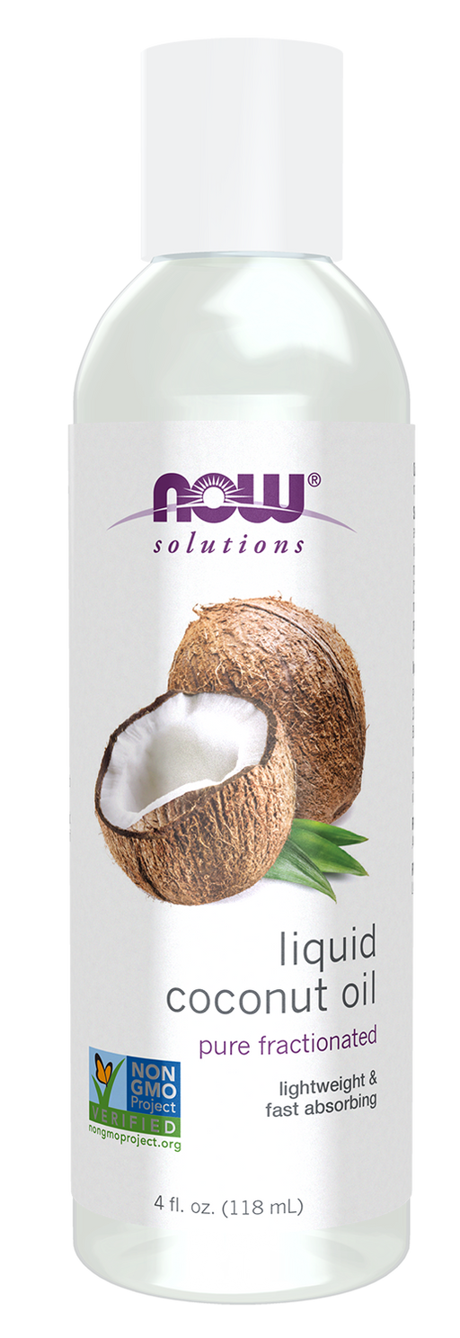 NOW Foods Liquid Coconut Oil, 4 oz, front of bottle