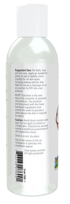 NOW Foods Liquid Coconut Oil, 4 oz, left angle of bottle