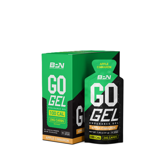 BPN Go Gels Apple Cinnamon endurance fuel gels, box of 10